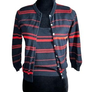 CITY SILK - Red/Black Tank & Cardigan Size S - Brown/Navy/Cream S/S Top - Size S